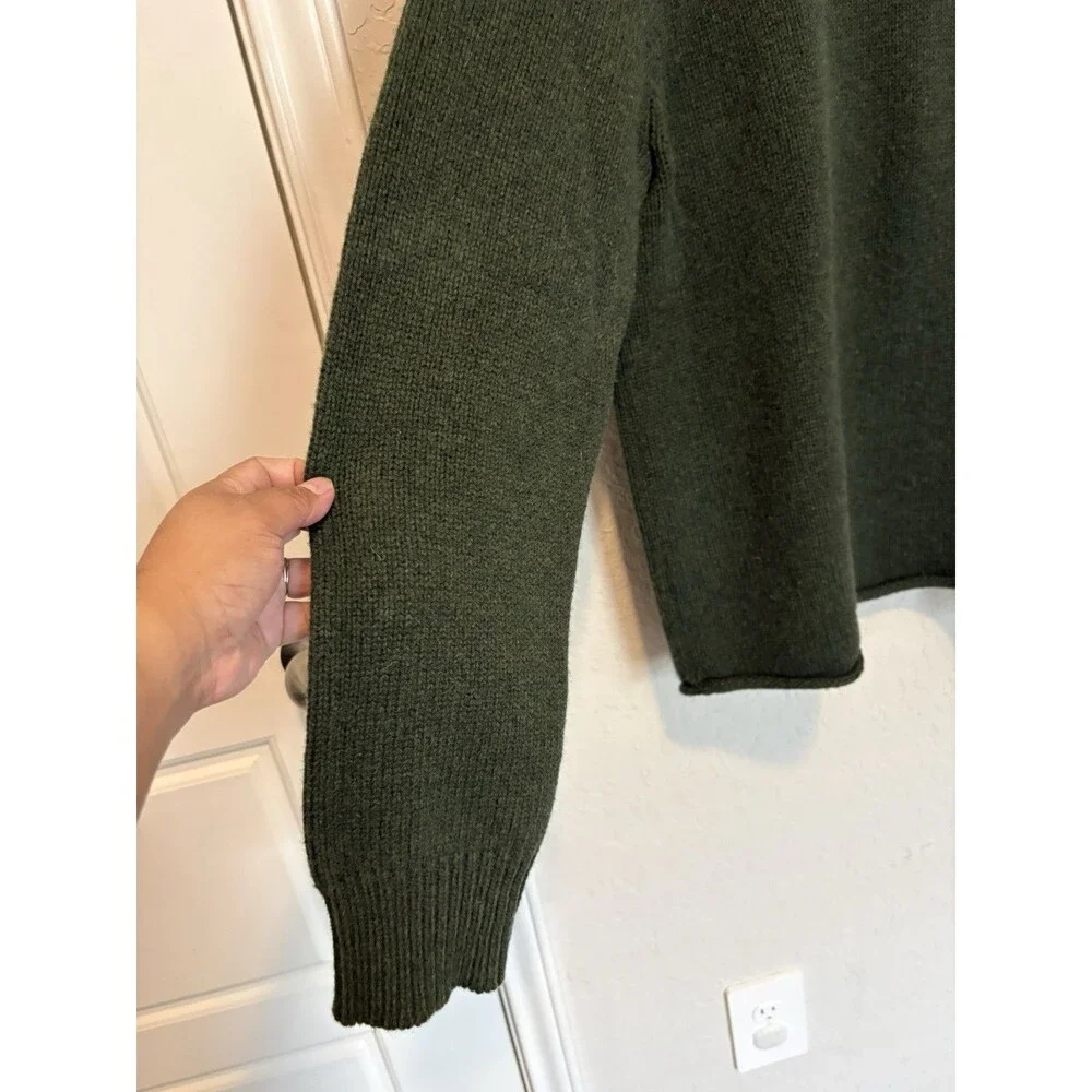 J. Crew Oarsman 100% Lambswool Mens Rollneck Sweater Size Large Fisherman Green